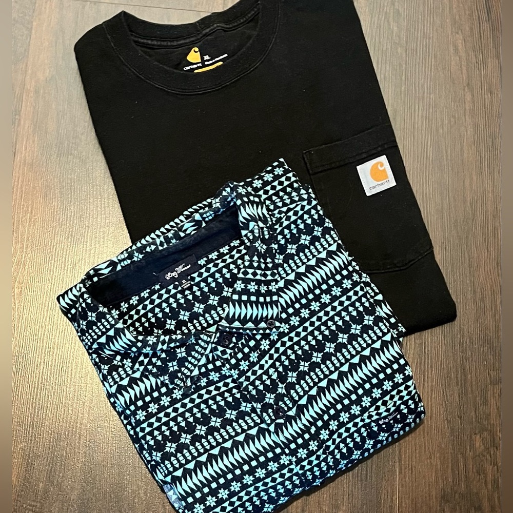 Carhartt & Lng Wovens 2 Shirt Lot Size XL